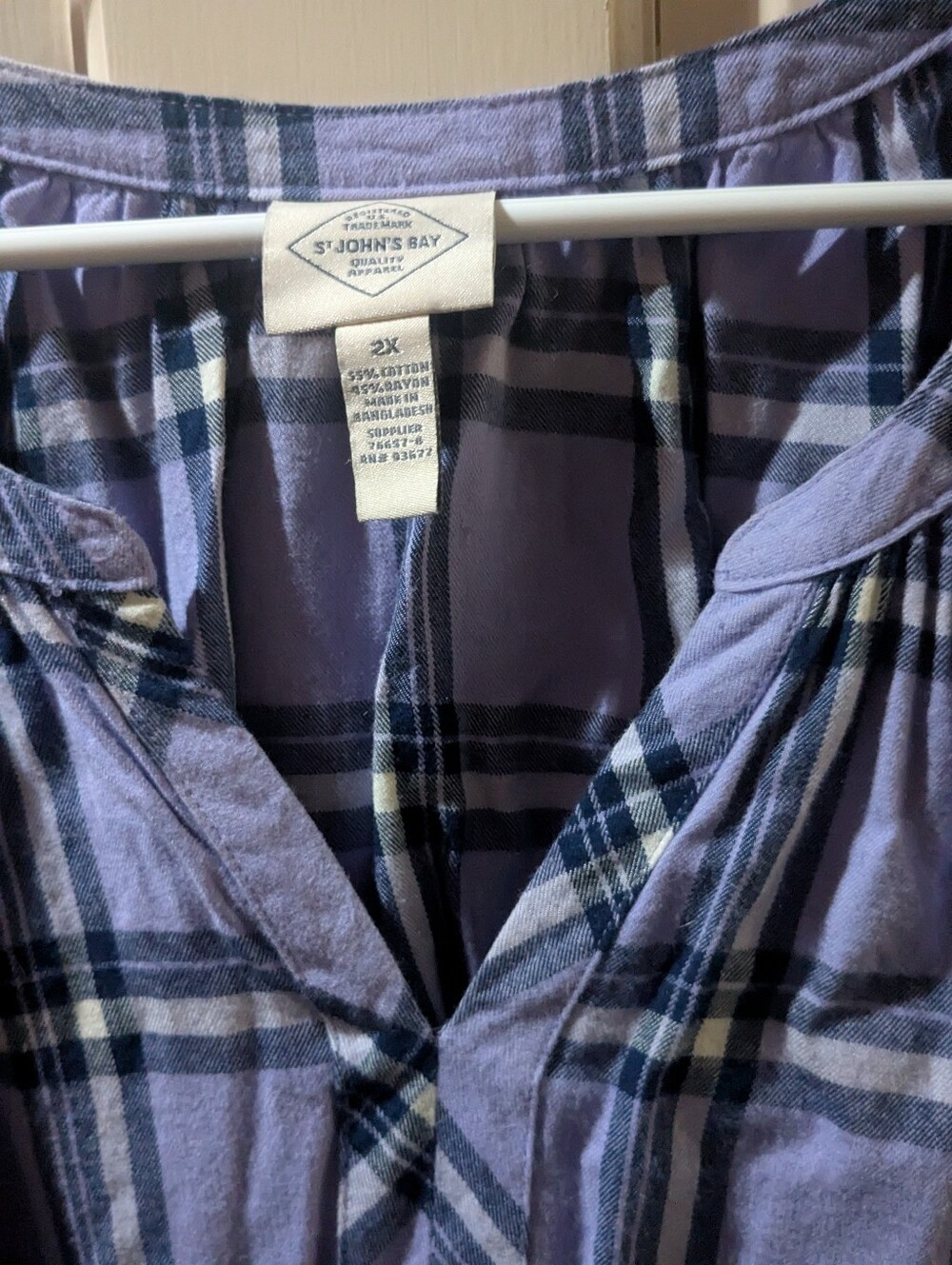 St. John's Bay Lavender and Navy Plaid Women's Nightshirt